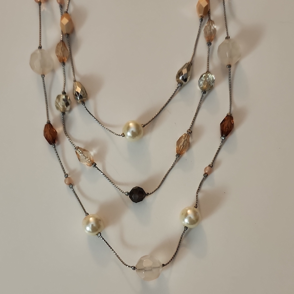 Bellini Elegant Multi-Layered Pearl and Crystal Necklace